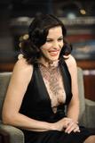 Liv Tyler shows side-boobs candids in low-cut black dress at the Late Show with David Letterman in New York